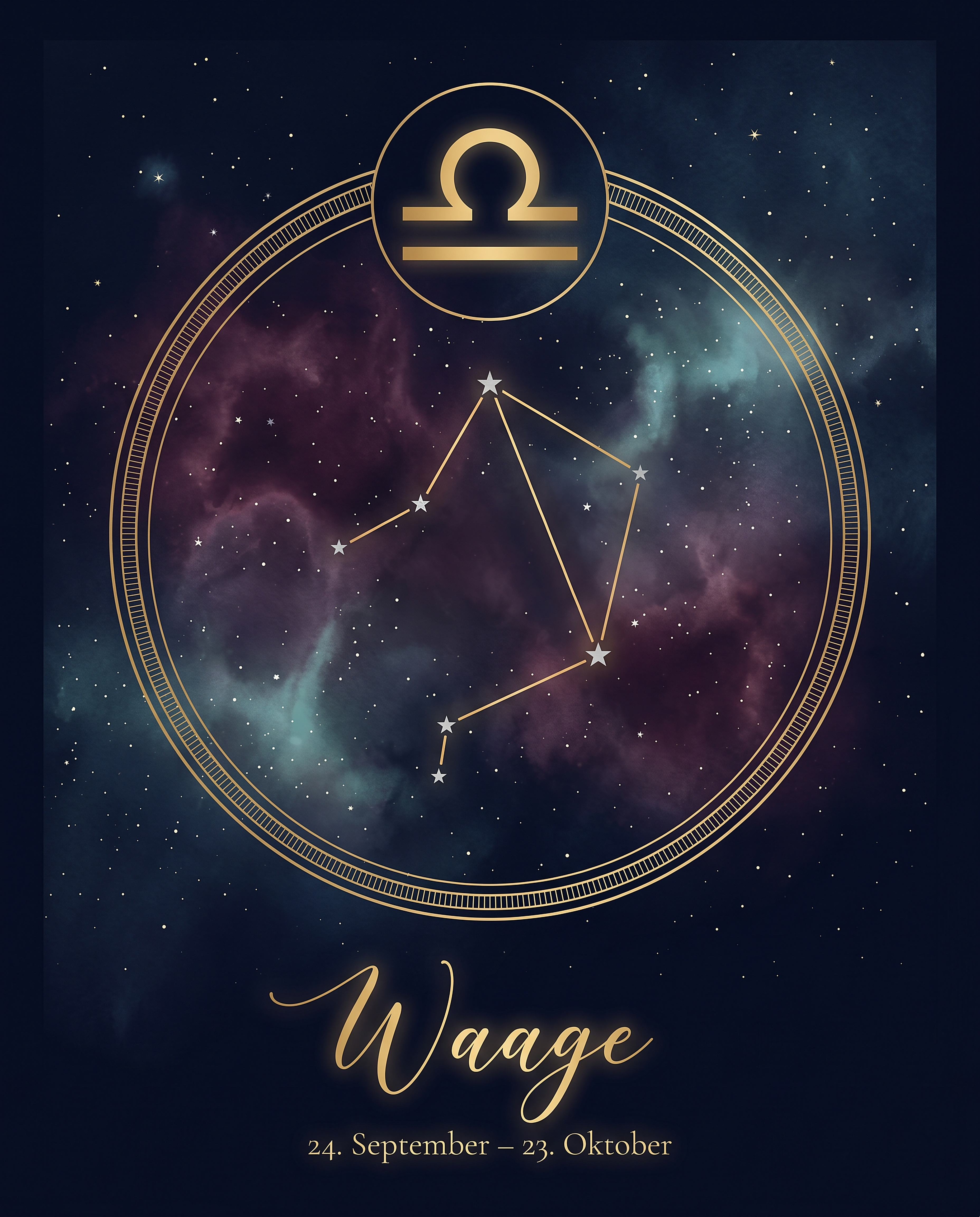 Sternzeichen Waage Poster – Celestial Premium