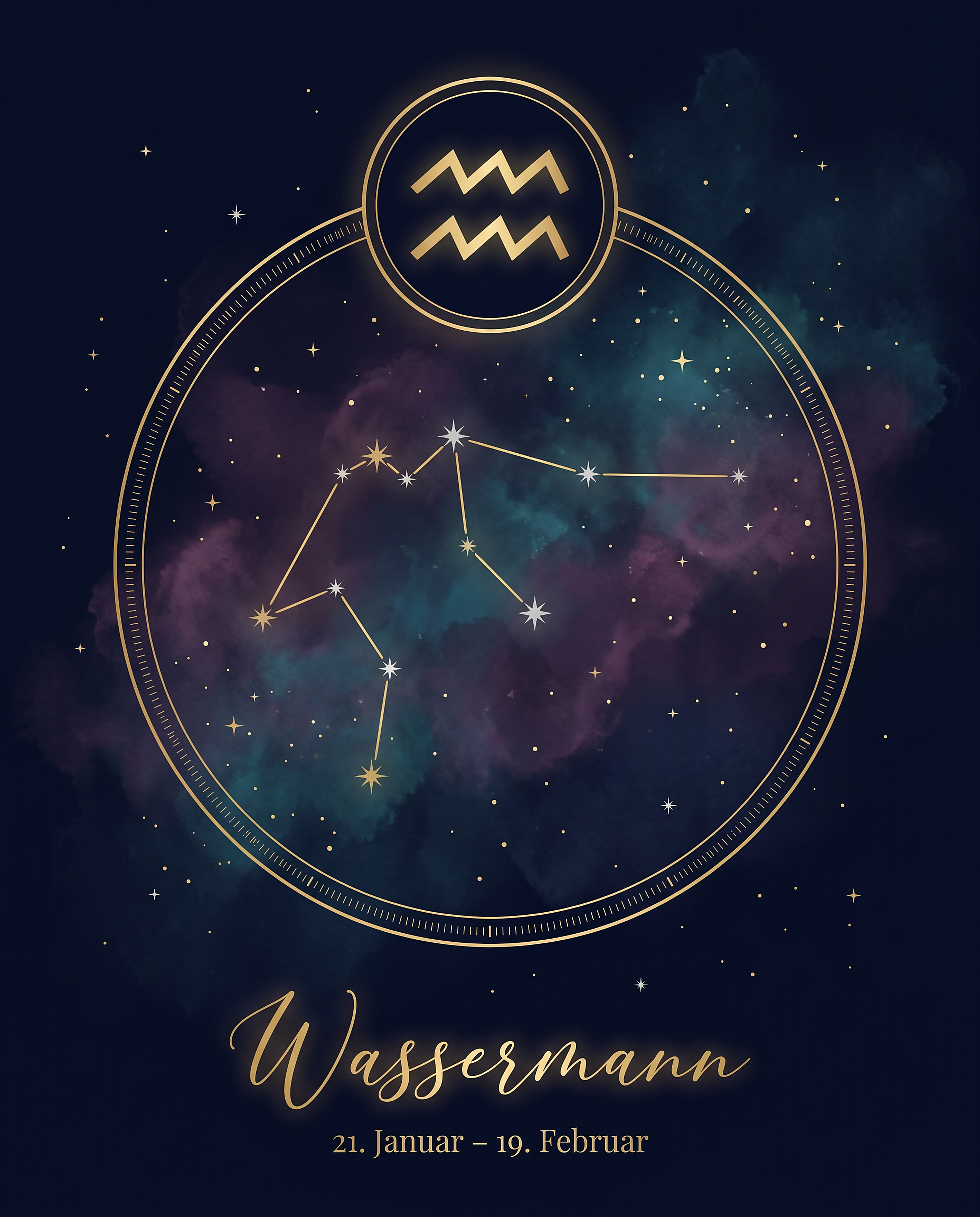 Sternzeichen Wassermann Poster – Celestial Premium