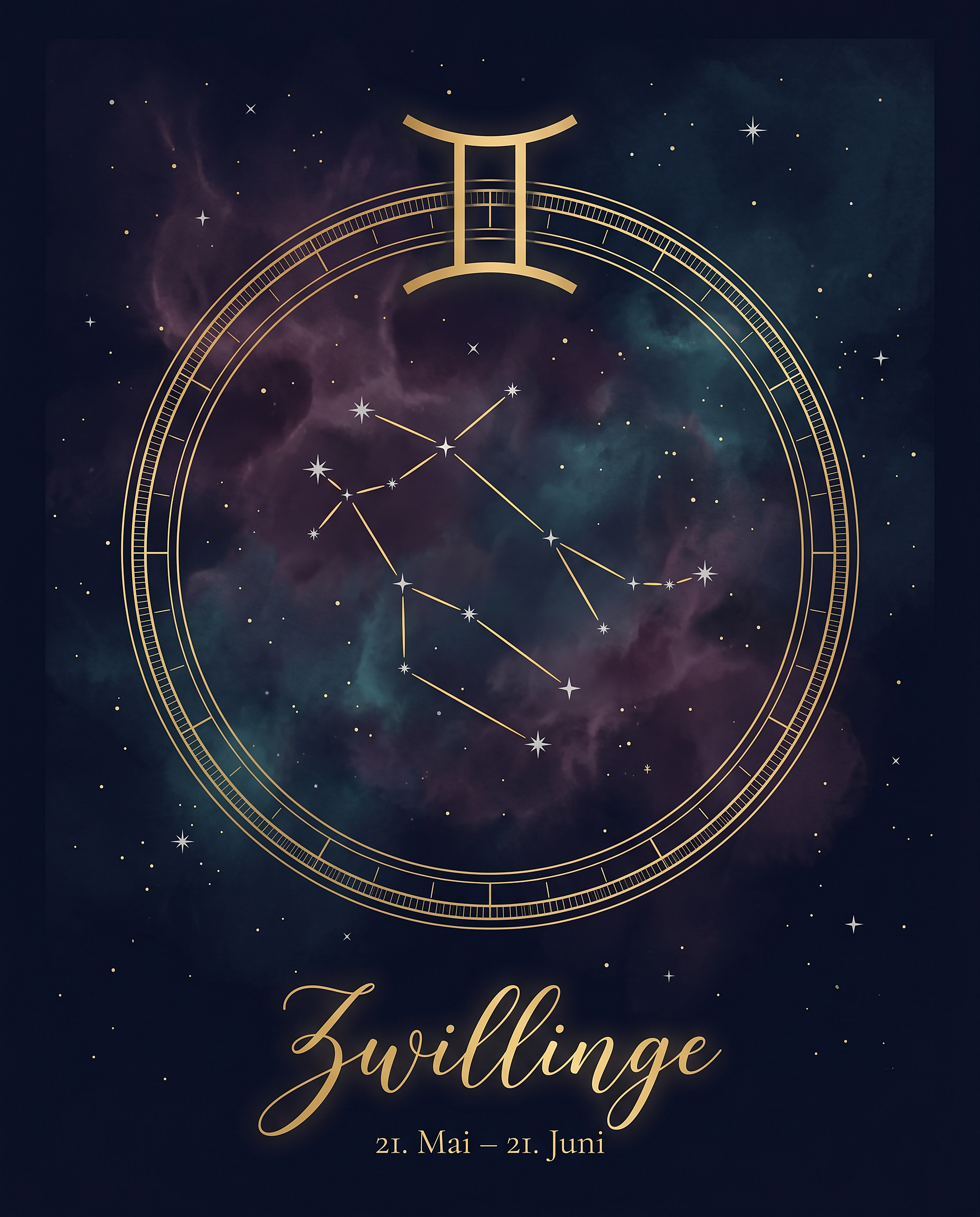 Sternzeichen Zwillinge Poster – Celestial Premium