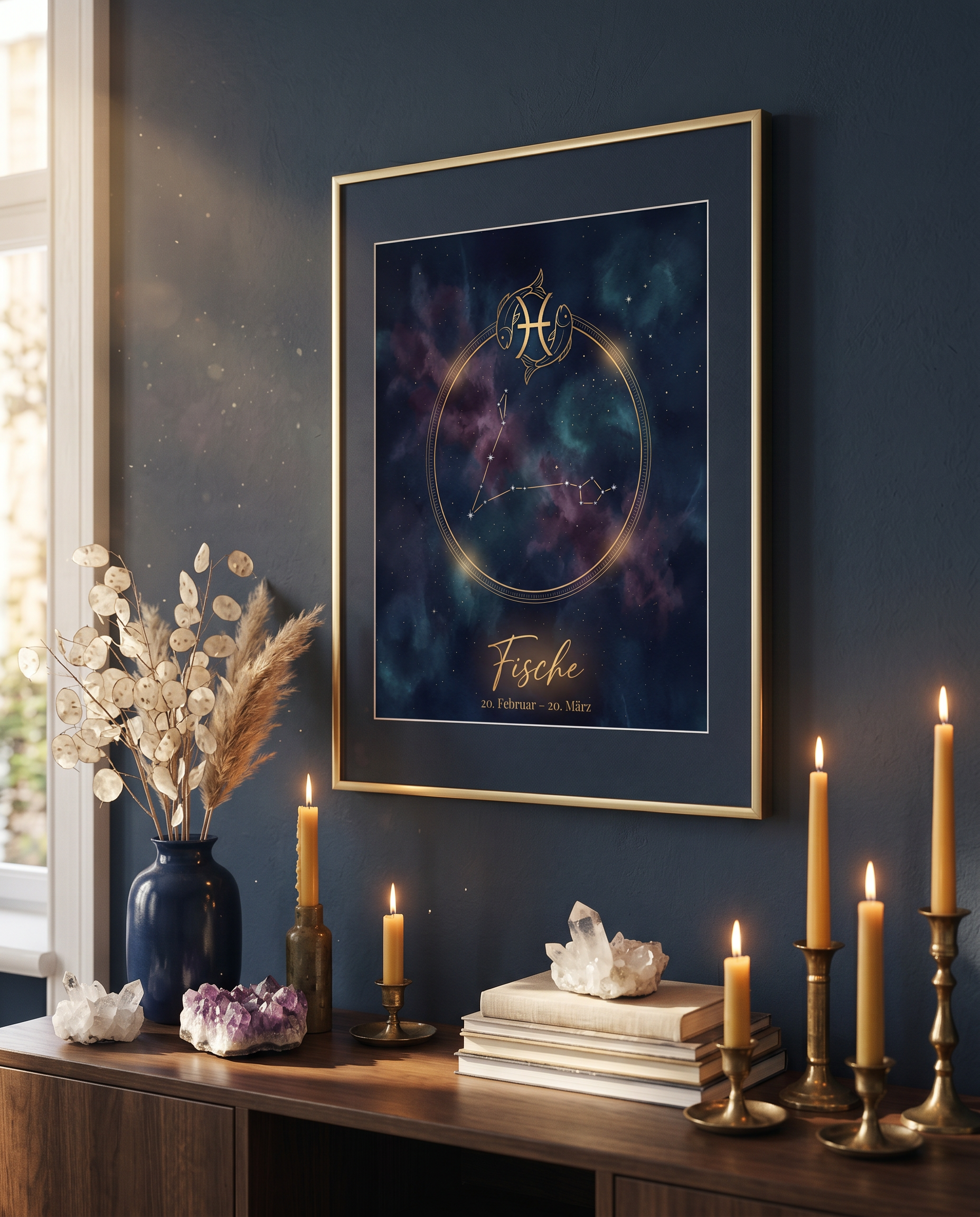 Fische Celestial Premium Poster im Wohnzimmer
