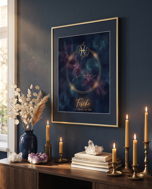 Fische Celestial Premium Poster im Wohnzimmer