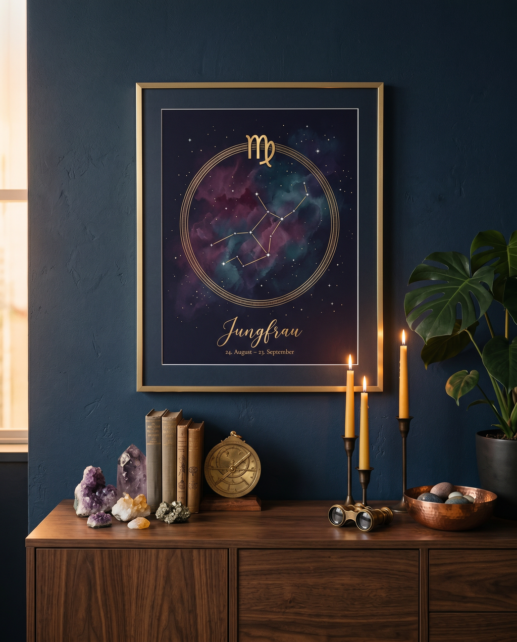 Jungfrau Celestial Premium Poster im Wohnzimmer