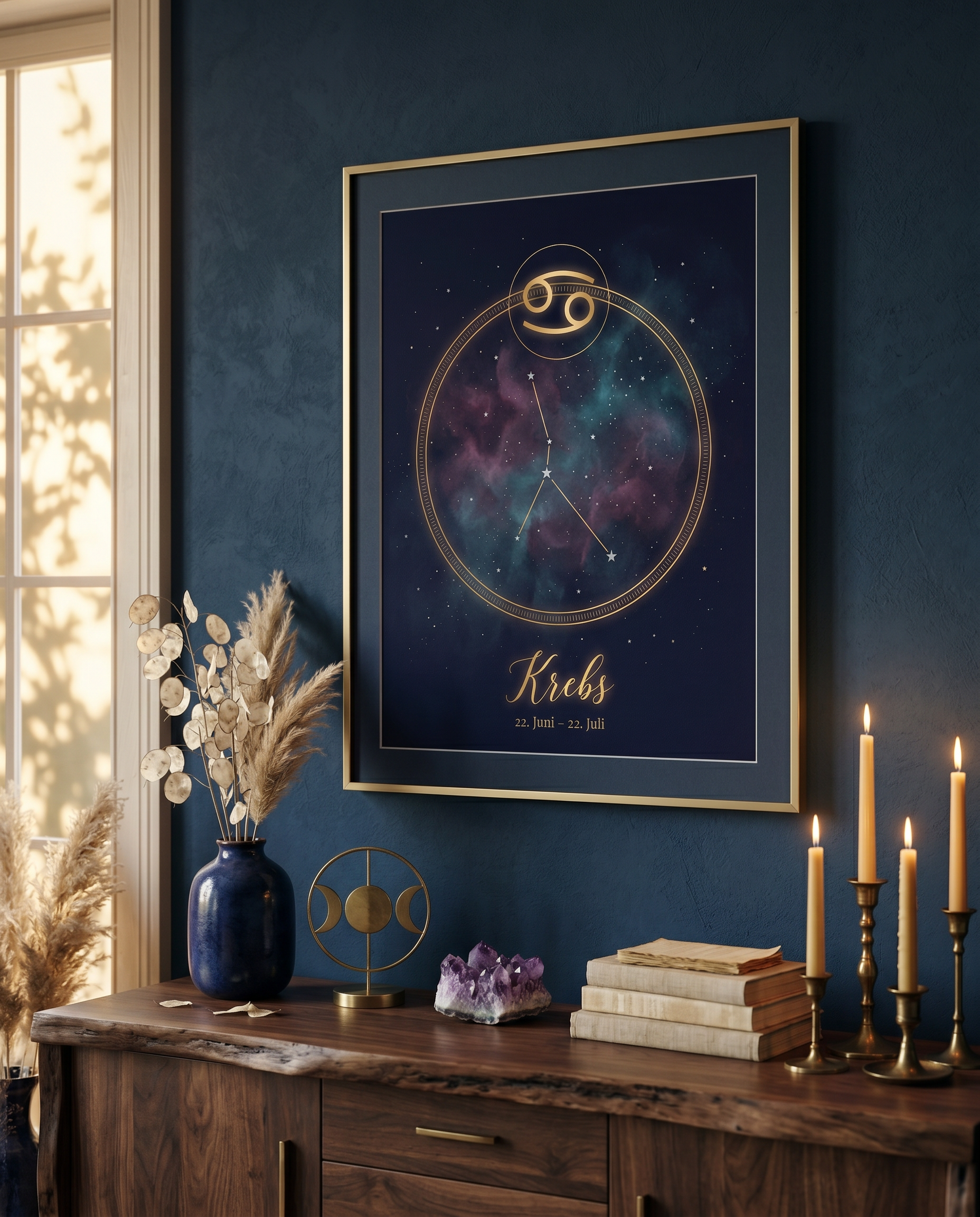 Krebs Celestial Premium Poster im Wohnzimmer