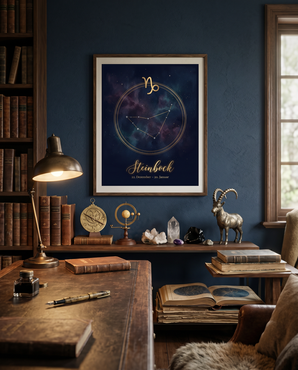 Steinbock Celestial Premium Poster im Wohnzimmer