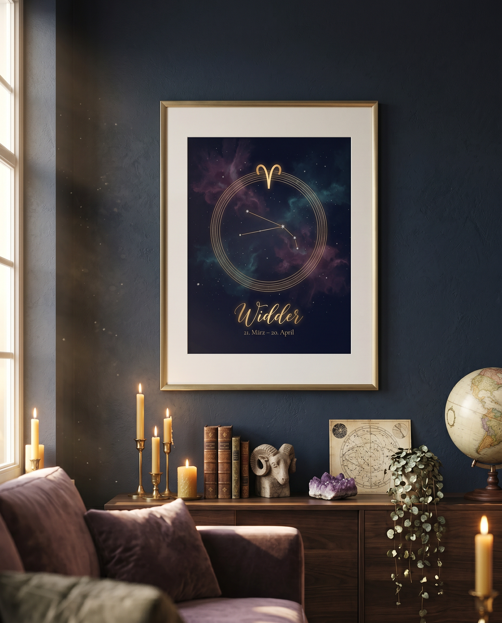 Widder Celestial Premium Poster im Wohnzimmer