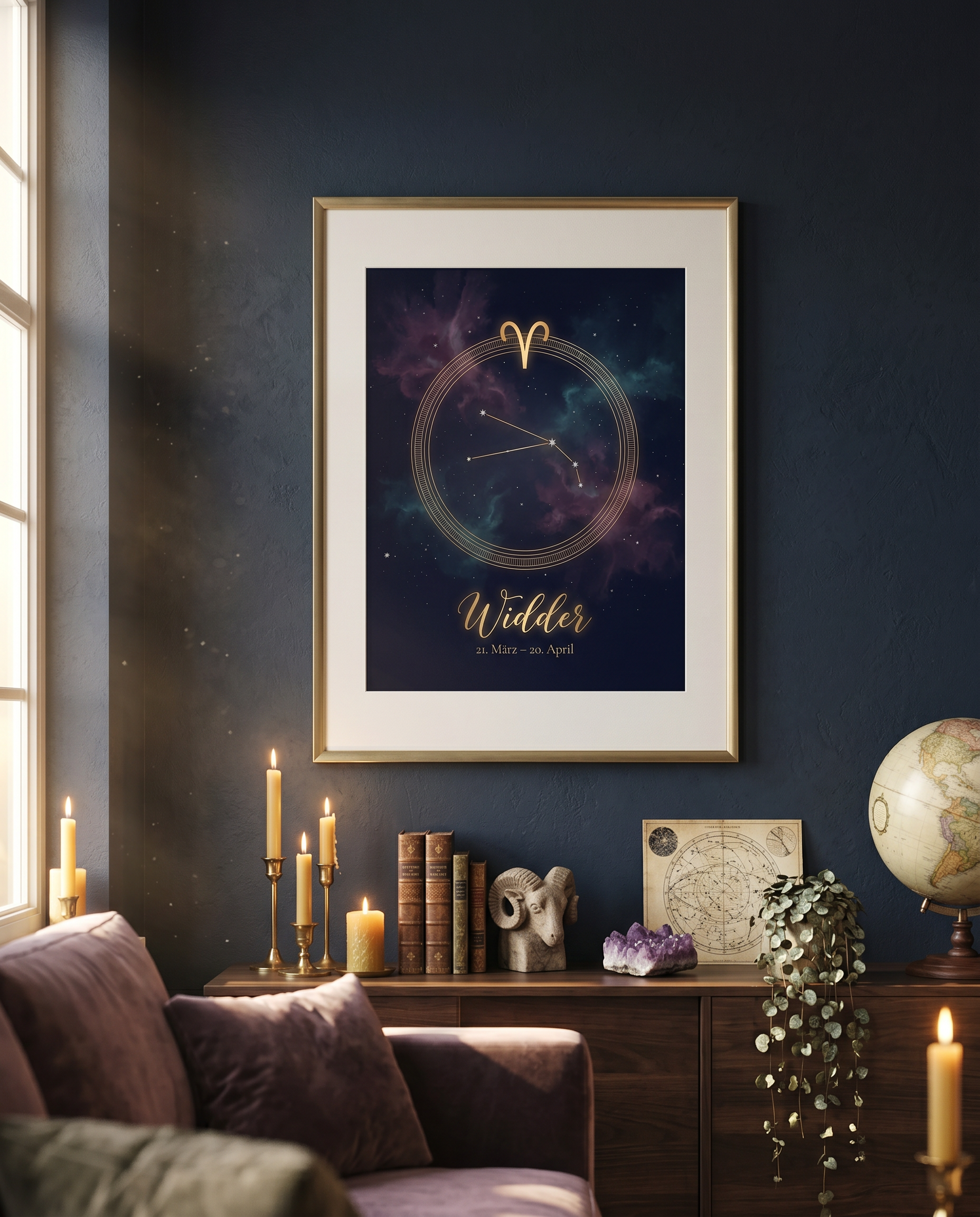 Widder Celestial Premium Poster im Wohnzimmer