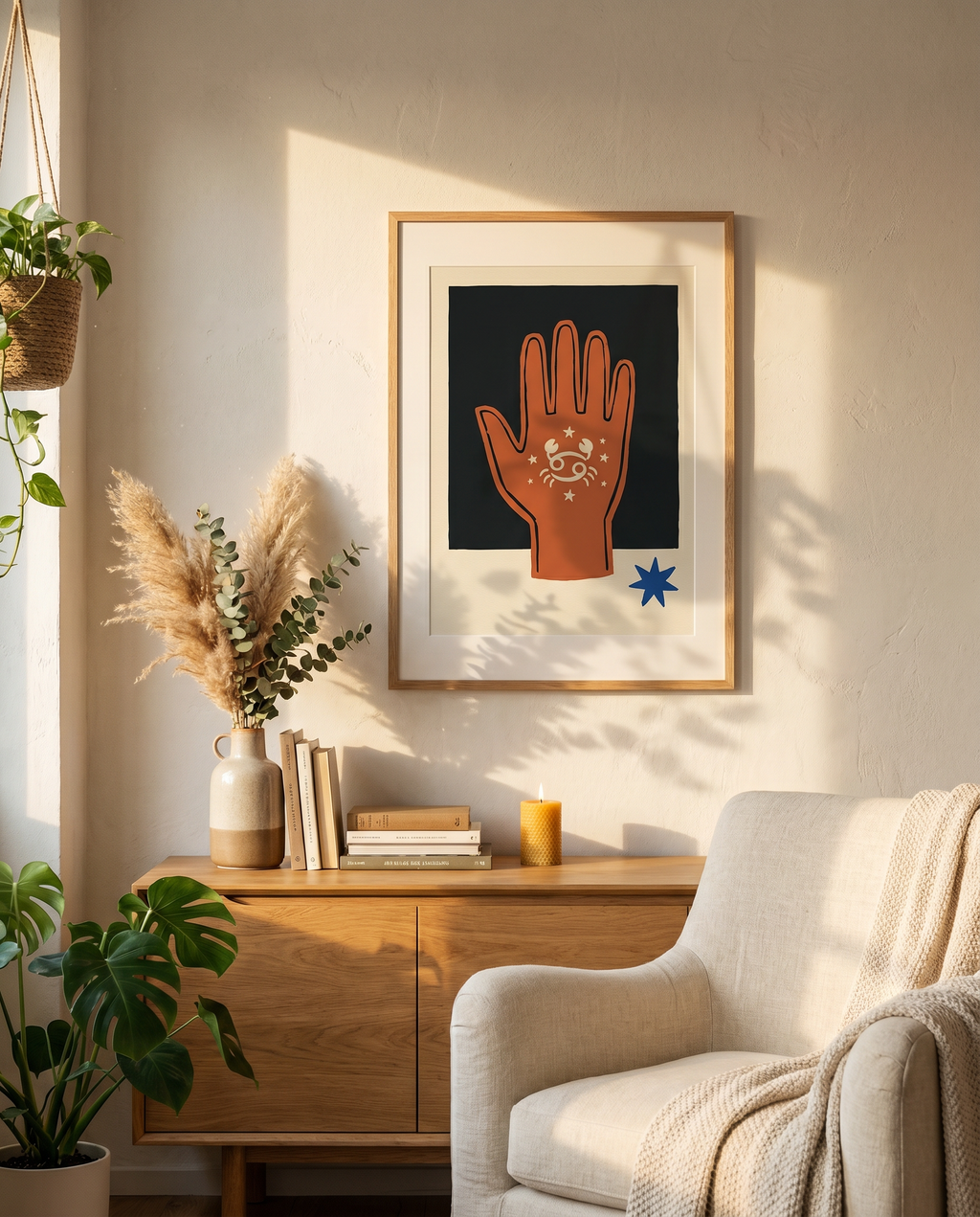 Krebs Modern Folk Poster im Wohnzimmer