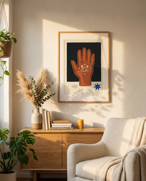 Krebs Modern Folk Poster im Wohnzimmer