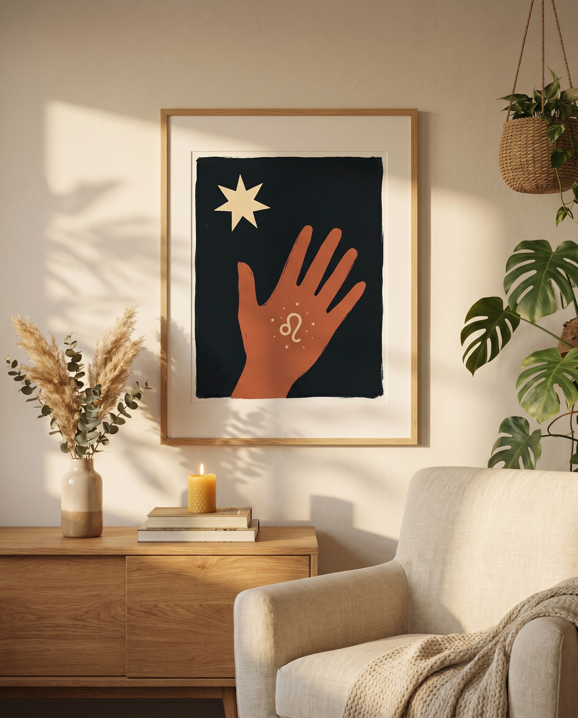 Löwe Modern Folk Poster im Wohnzimmer