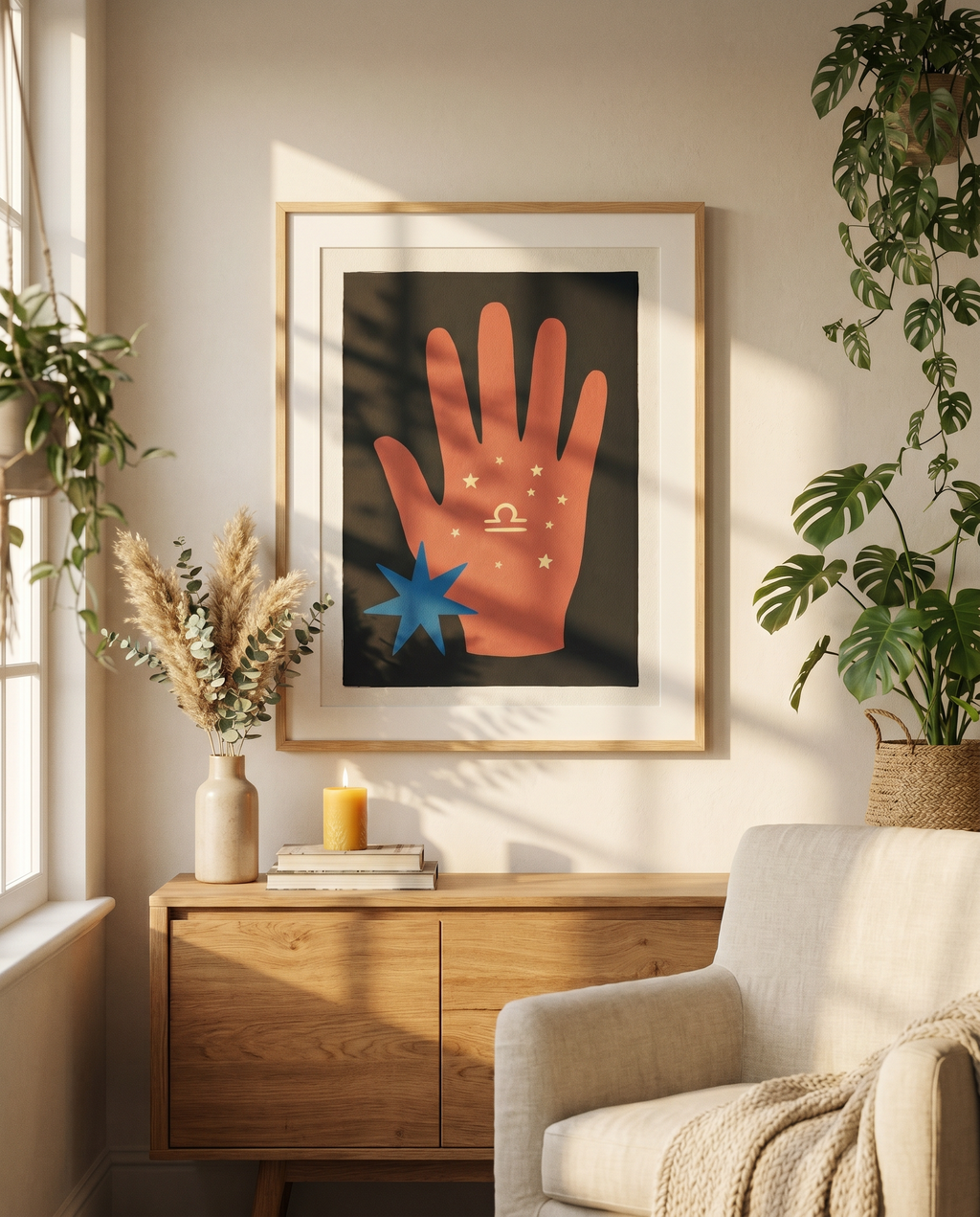 Waage Modern Folk Poster im Wohnzimmer