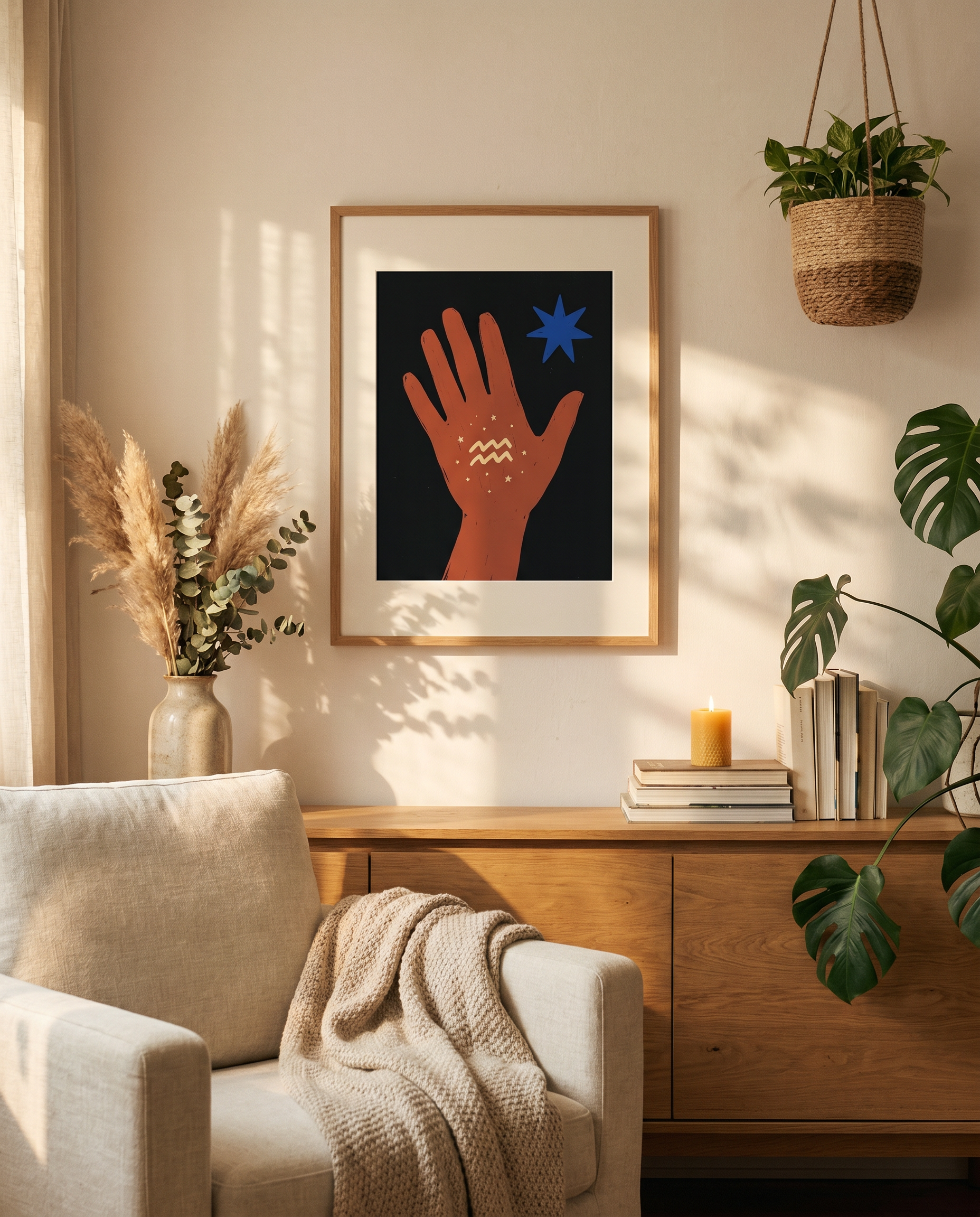Wassermann Modern Folk Poster im Wohnzimmer