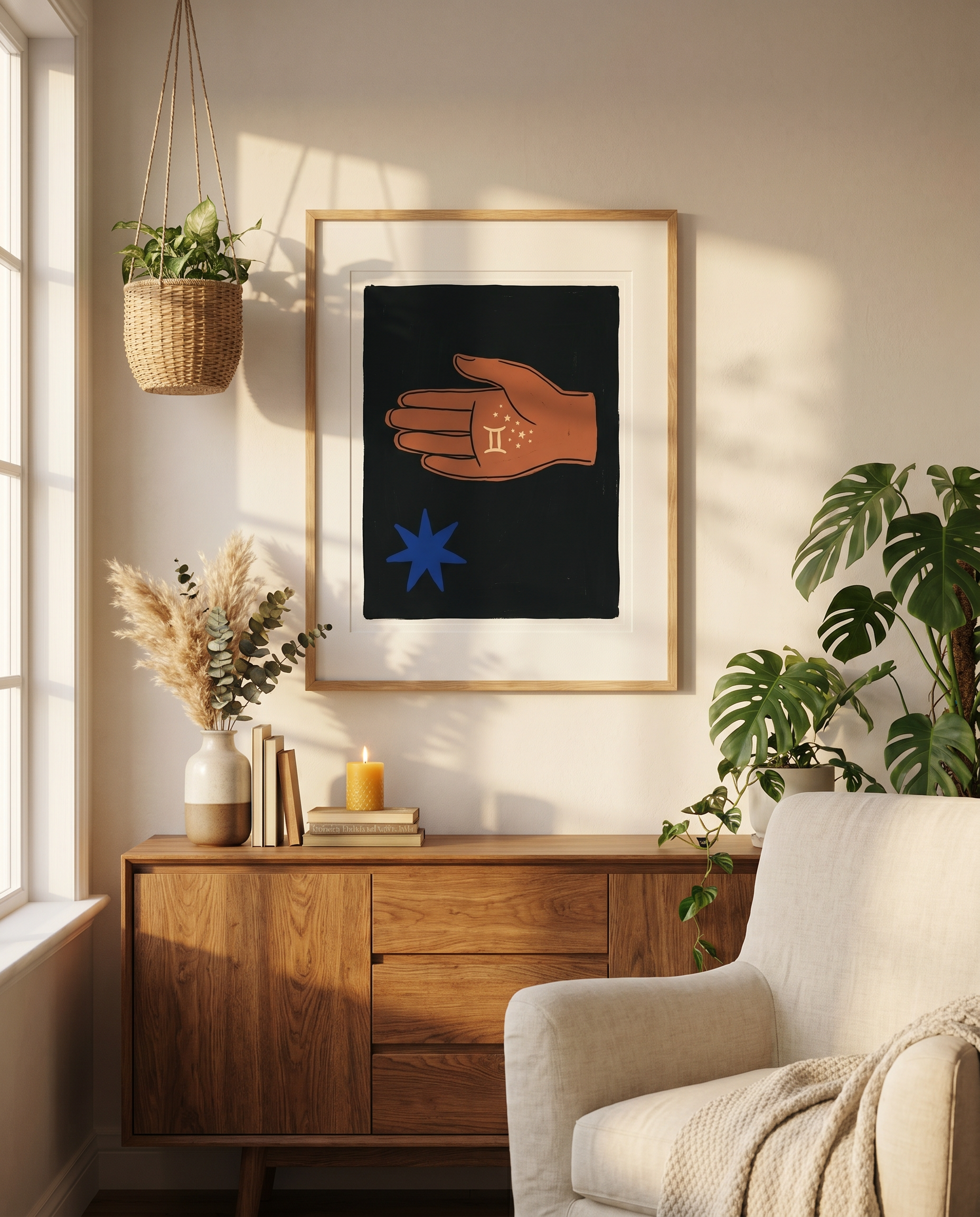 Zwillinge Modern Folk Poster im Wohnzimmer
